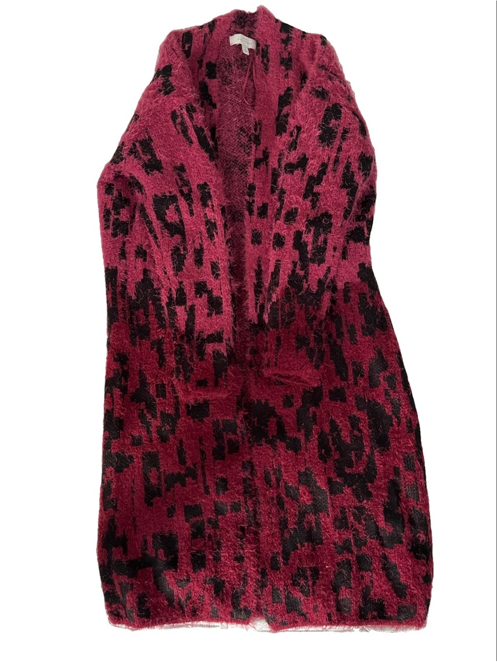 Women's fuzzy pink ombre leopard print open front cardigan